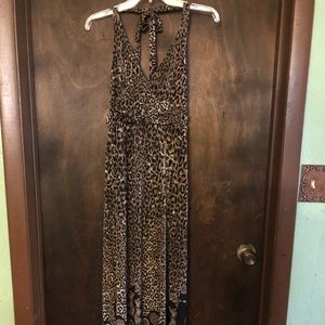 Sibeijiao Leopard Halter Maxi Dress